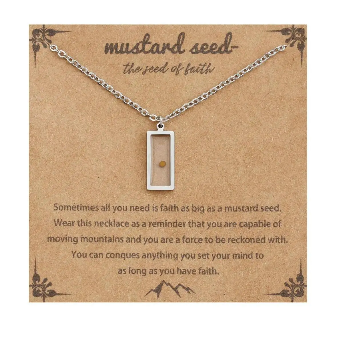 Mustard Seed Faith Necklace, Minimalist Christian Pendant Jewelry, Stainless Steel Spiritual Gift for Women & Men