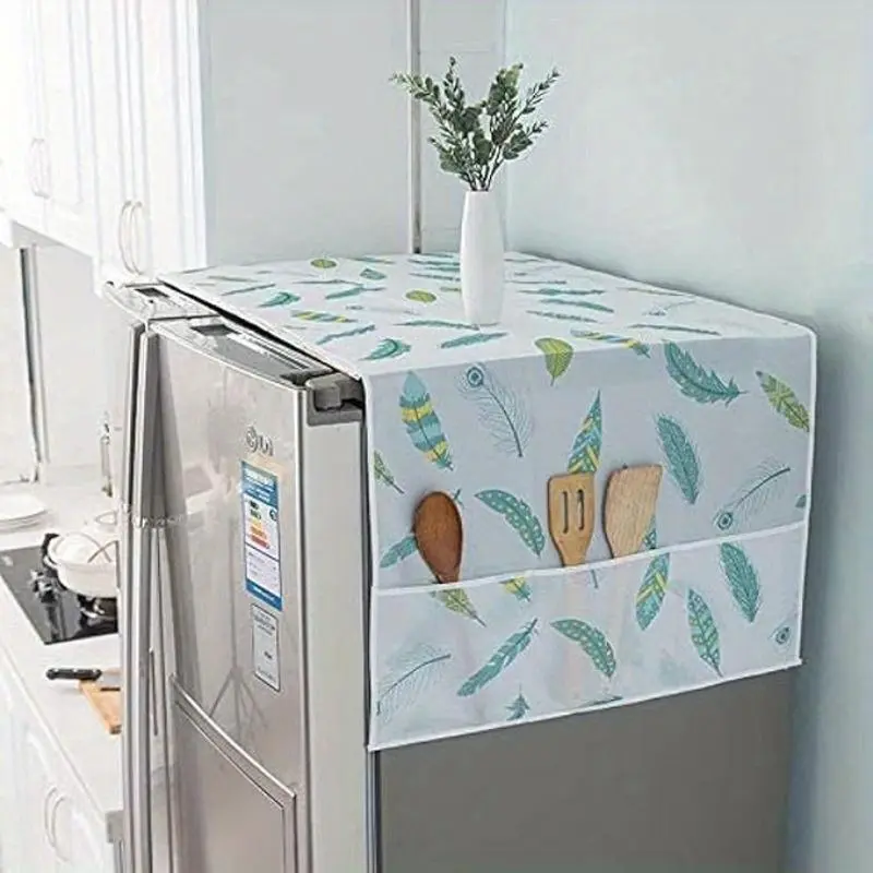 Refrigerator Dust Cover with Storage Bag Washable Printing dustproof cover Multi-purpose Household Washing Machine Cabinet Dust Protection Cover Dustcover