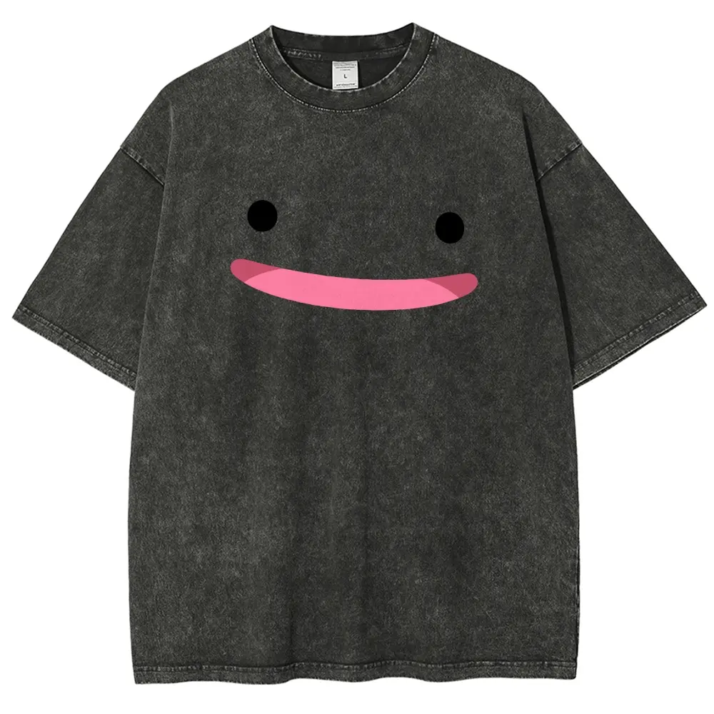 Unisex Minimalist, cute and soft emoji with silly smiling faces for Instagram pocket Graphict Washed T-Shirt Personalized Pattern Y2k Clothing Round Neck Washed T-Shirt,Women's Clothing 100% Cotton, Menswear, Top, Vintage Style,Summer Casual Oversized