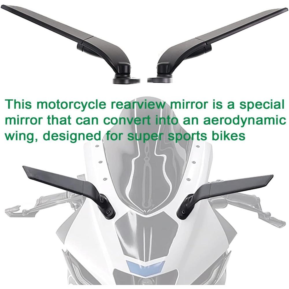 Modified Motorcycle Rearview Mirror,1 Pair Adjustable Rotating Side Mirrors,Wide Viewing Angle Wing Rearview Mirrors For Ninja 300,400,650,ZX6R,CBR1000RR
