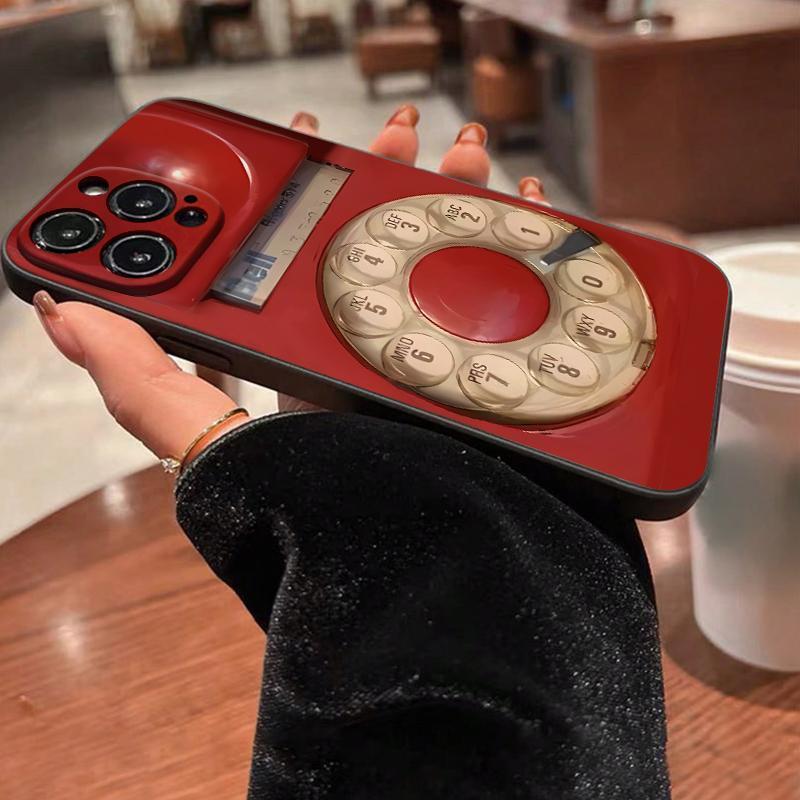 Vintage Telephone Pattern Phone Case, Retro Design Cellphone Protective Cases, Shockproof Mobile Phone Cover,phone Case Suitable for Iphone11/12/13/14/15/16/17 Pro Promax Air Plus.