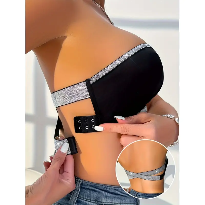 Bralette with No Straps, Back Cross-tie, And Push-up Support for Women, Without A Steel Underwire.