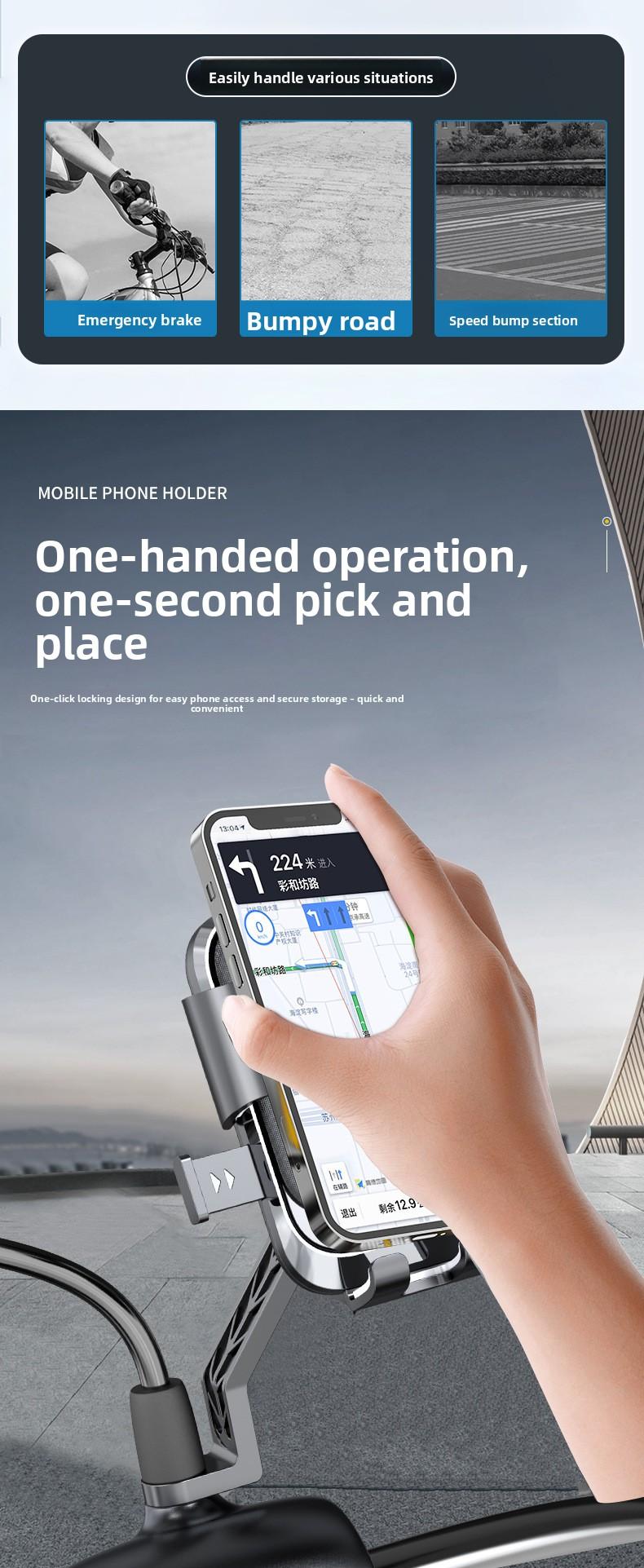 Navigation stand, motorcycle phone holder, delivery rider stand, bicycle shockproof phone holder wholesale