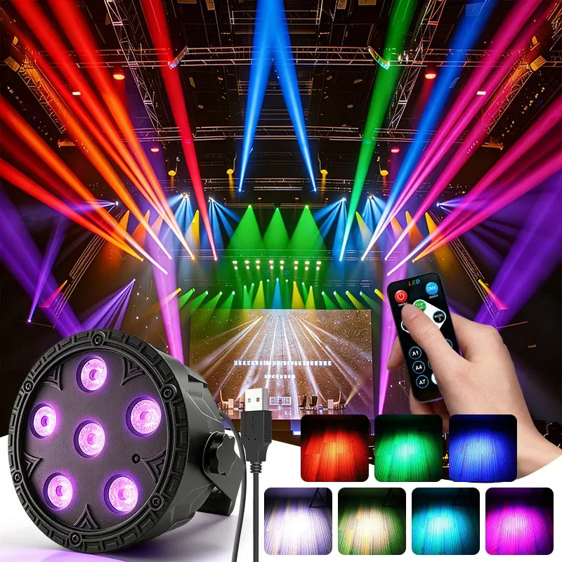 2pcs Full-Color Stage Lights Dj Lights for Parties, LED Stage Lights with Remote, Remote Control, Party Lights Par Lights, 6 LED RGB Disco Lights Uplights for Indoor Events Birthday Wedding, Led Disco Stage Lighting