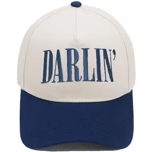 "DARLIN'" Premium Embroidered Baseball Cap - Two-Tone Streetwear 5-Panel Structured Hat (1 PC)