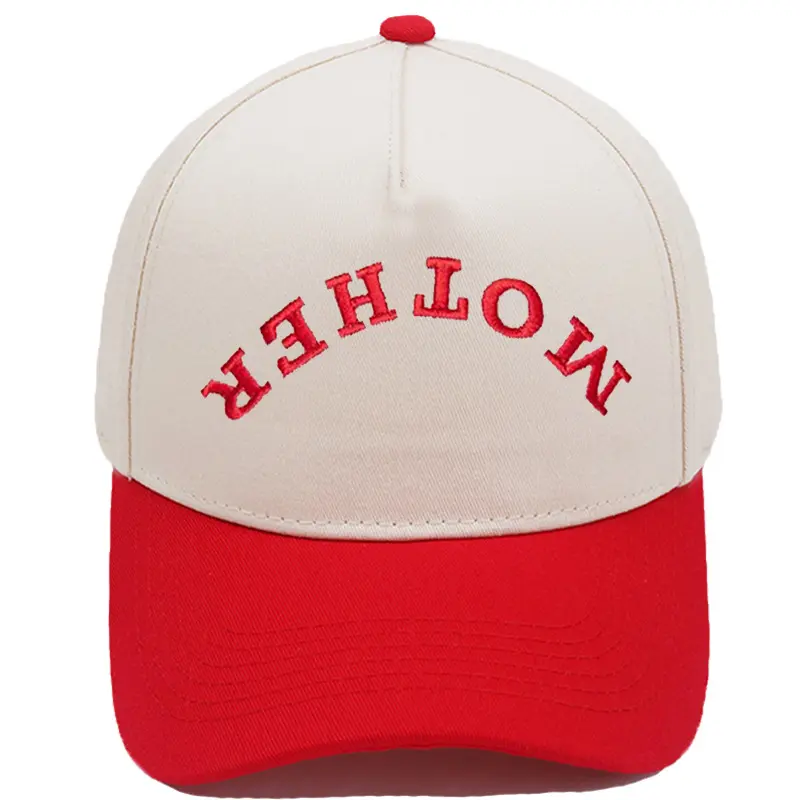 "MOTHER" Inverted Premium Embroidered Baseball Cap - Two-Tone Cool Mom 5-Panel Structured Hat (1 PC)