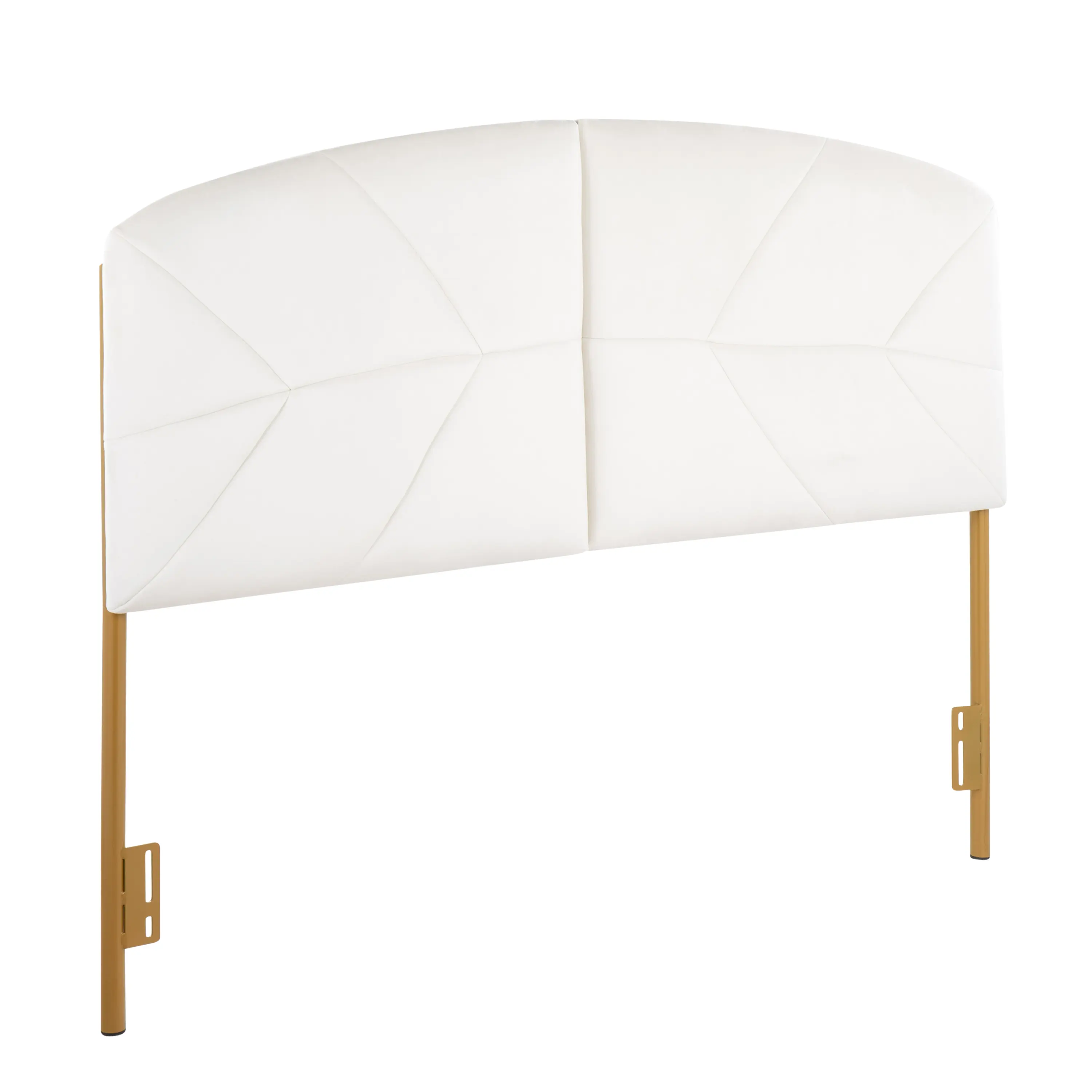 ARCH Contemporary Queen Headboard Gold Steel Frame Cream Velvet Upholstered Bed Headboard for Bedroom, Modern Luxe Tufted Headboard, Sturdy Metal Construction, Easy Assembly, Single Queen Size, 1 Pack, Home Furniture and Household Product Search