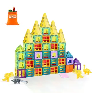 VEVOR Magnetic Tiles, 56 PCS Magnetic Animals Building Blocks for Kids, Magnet Building Set with 4 Dinosaurs, STEM Sensory Educational Construction Stacking Toys Gift for Toddlers Boys Girls Aged 3+