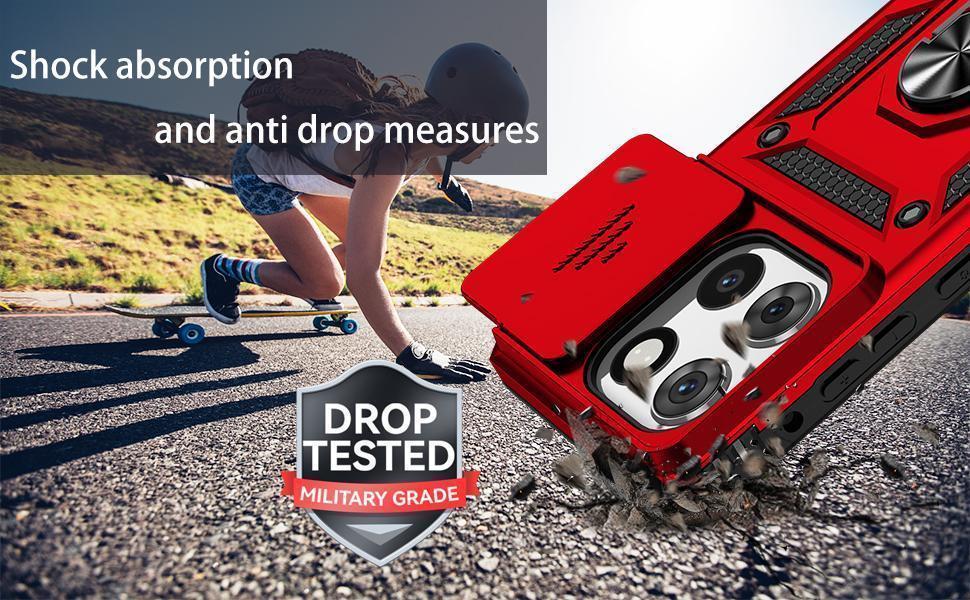 Phone Case for Motorola Moto G Stylus 5G 2025 Case with HD Screen Protector & Slide Camera Cover & Kickstand, [Military-Grade] Phone Case for Moto G Stylus 5G 2025,Red