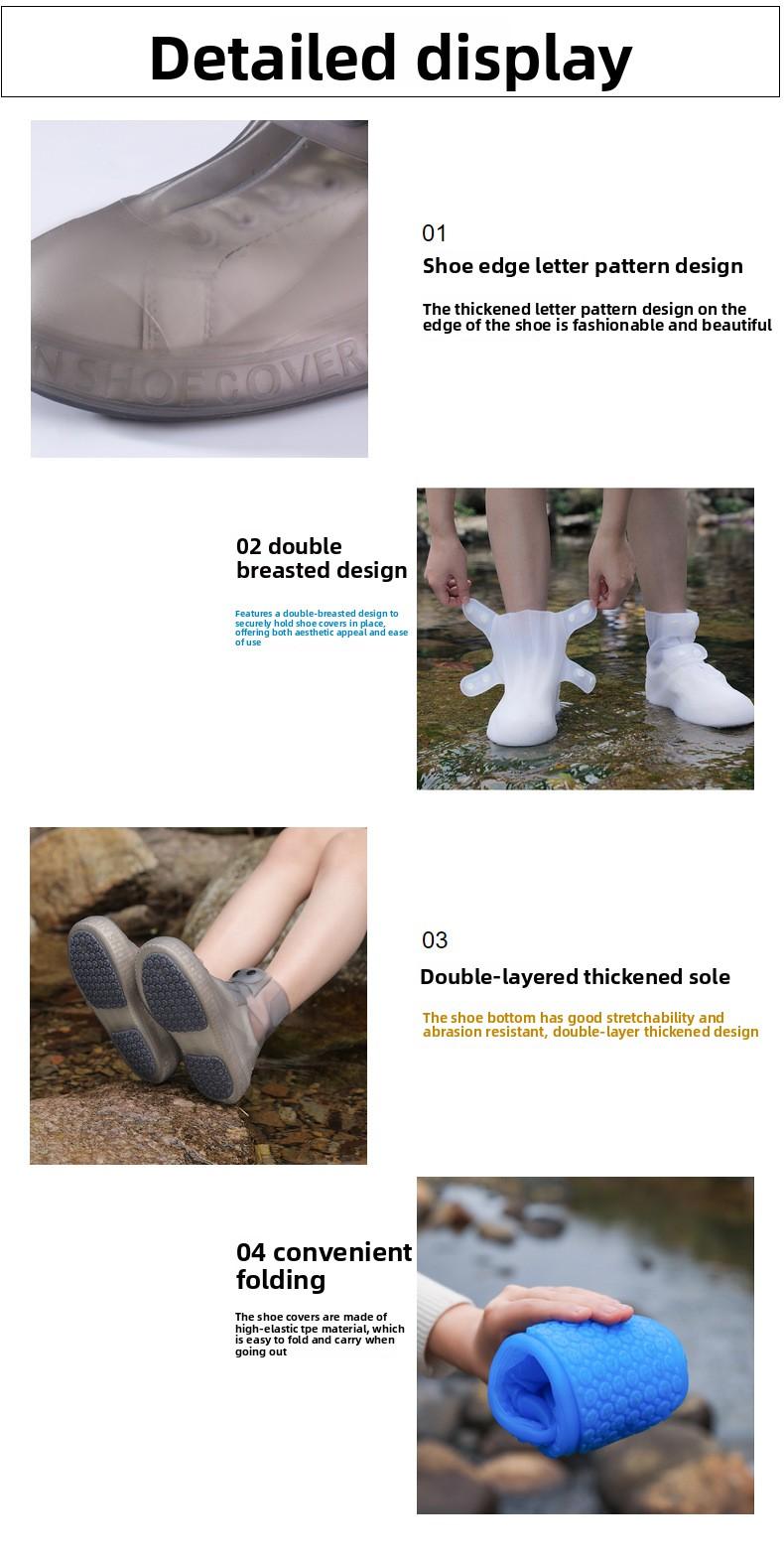 Adult Fashionable Rainproof Waterproof Shoe Covers for Men and Women, Thickened and Wear-resistant Rain Boot Shoe Covers