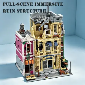 Creative Post-Apocalyptic Police Station Model Toy Gift Street View Architecture  Building Block Set Collection Display Decorative Item DIY Building Set 2689 Pieces