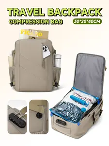 Travel Luggage Vacuum Compression Backpack with Pump, Cabin Bag 40x30x20, Laptop Backpack 35.56cm, Solid Fabric, All Seasons