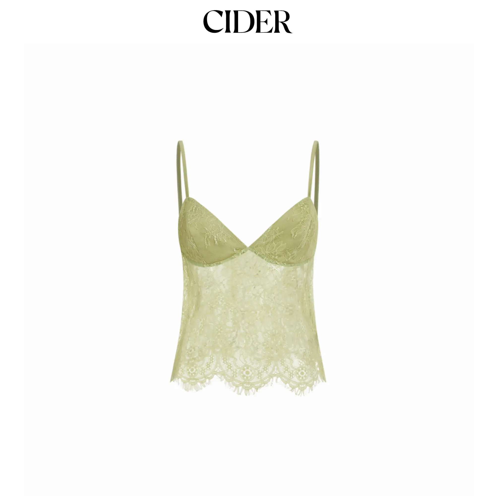 Cider Lace Sweetheart Neck See-through Slim Cami Top SummerWins SummerFinds