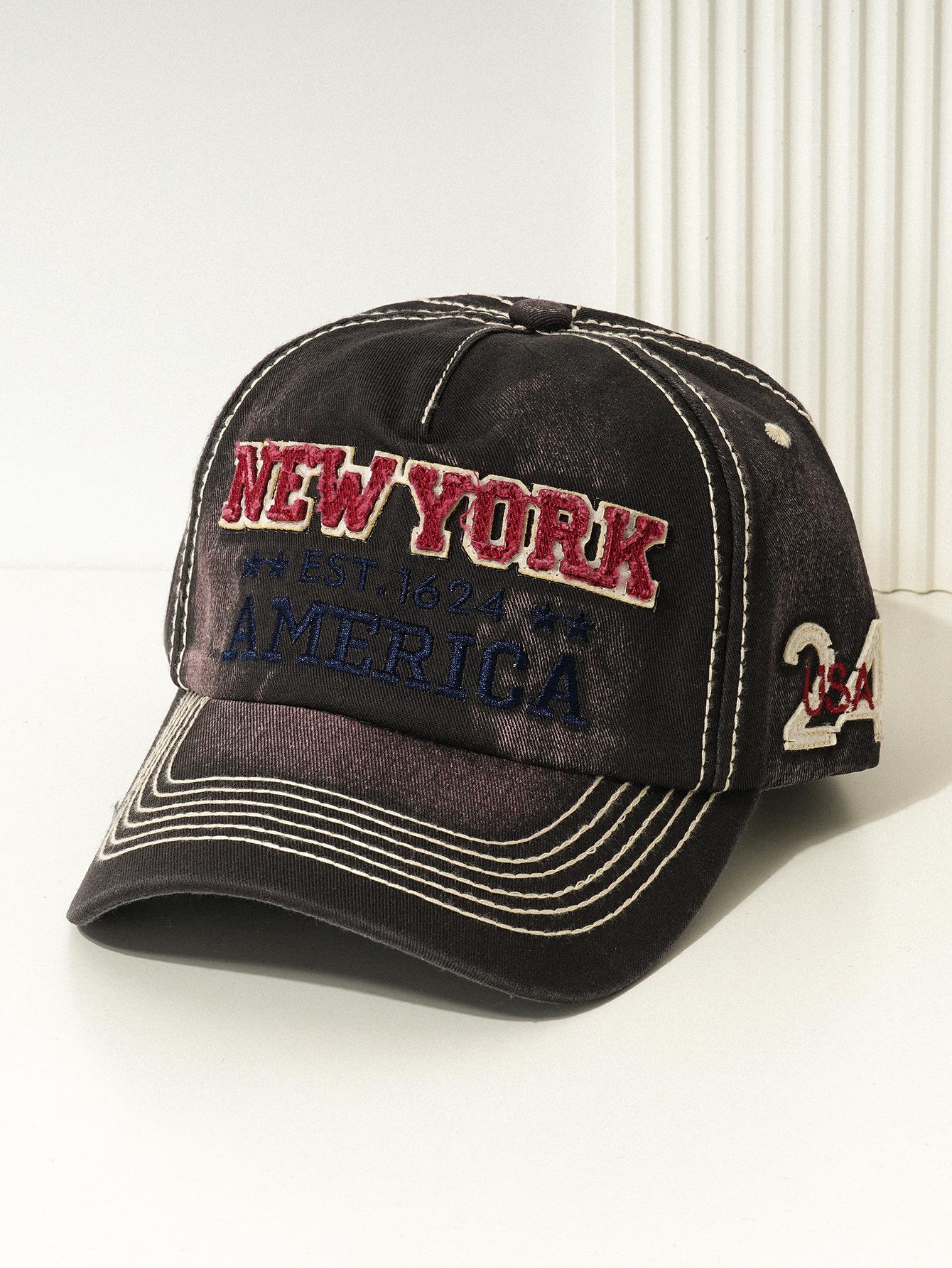 Unisex fashion baseball cap with NEW YORK letter embroidery, versatile for sun protection and cycling