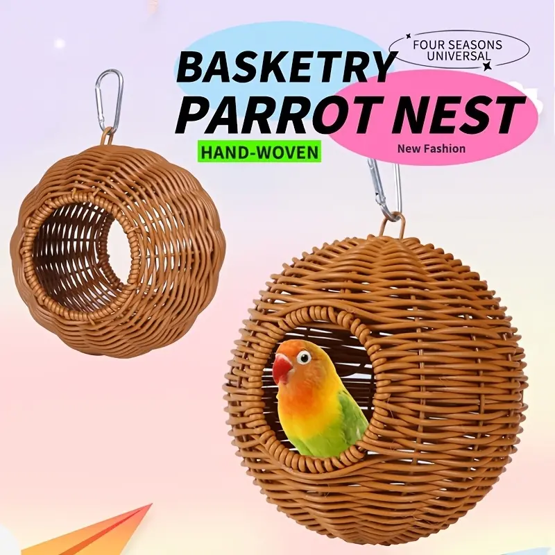 Rattan Bird's Nest-A durable year-round domestic bird's nest suitable for parrots, love birds and parrots.