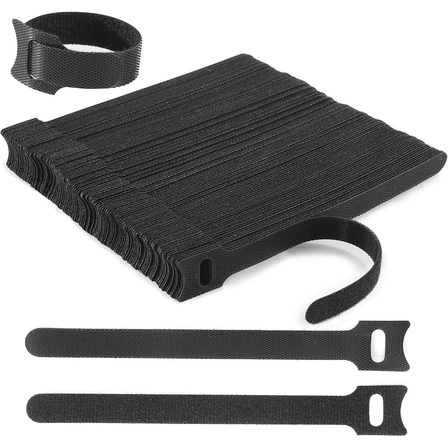 Ties, 126 count 6 Inches Adjustable Cord Straps Wire Organizer Cord Wrap and Hook Loop  Management