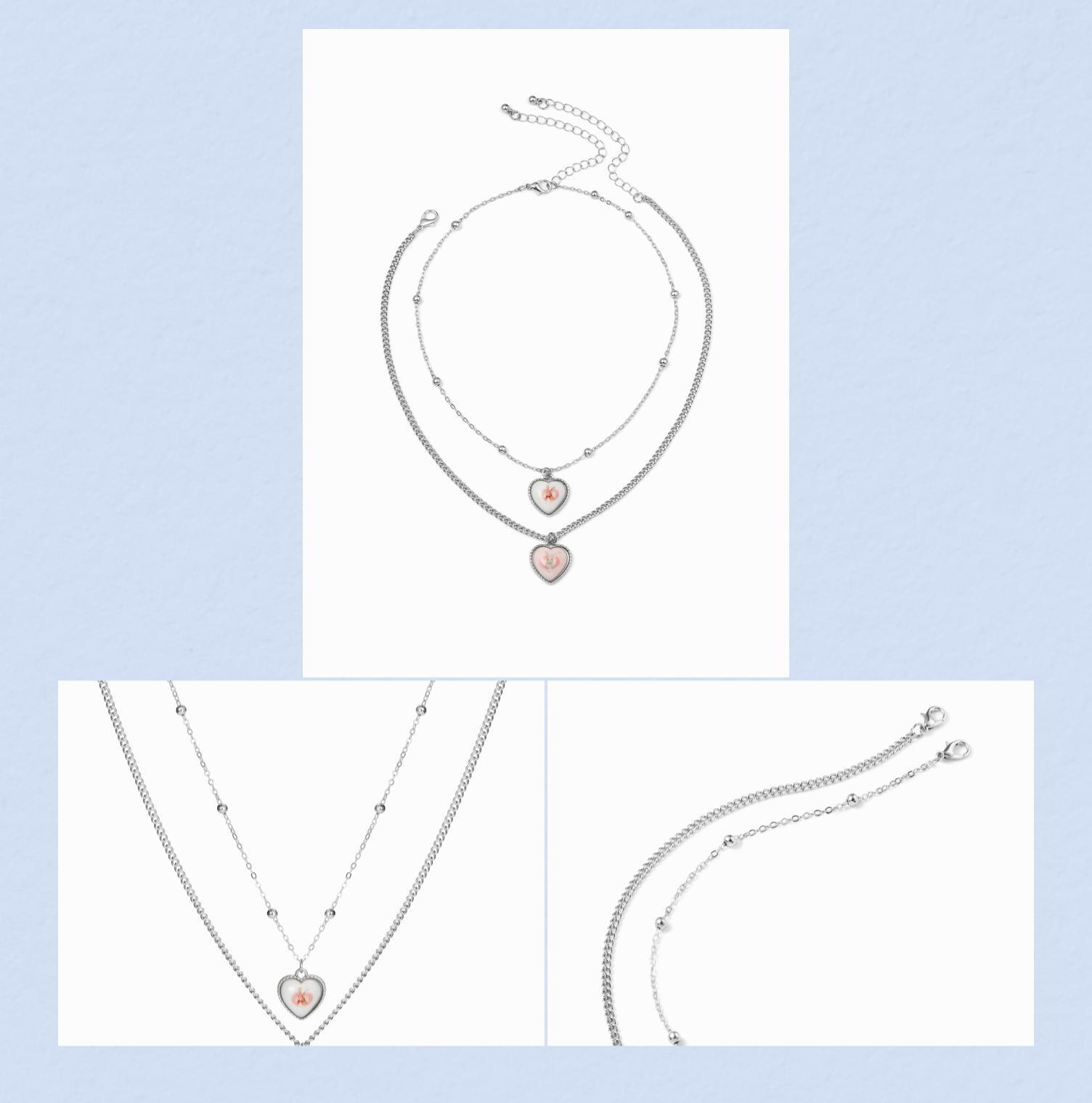 Cider 2 PCS BUNNY & HEART PENDANT NECKLACE SET