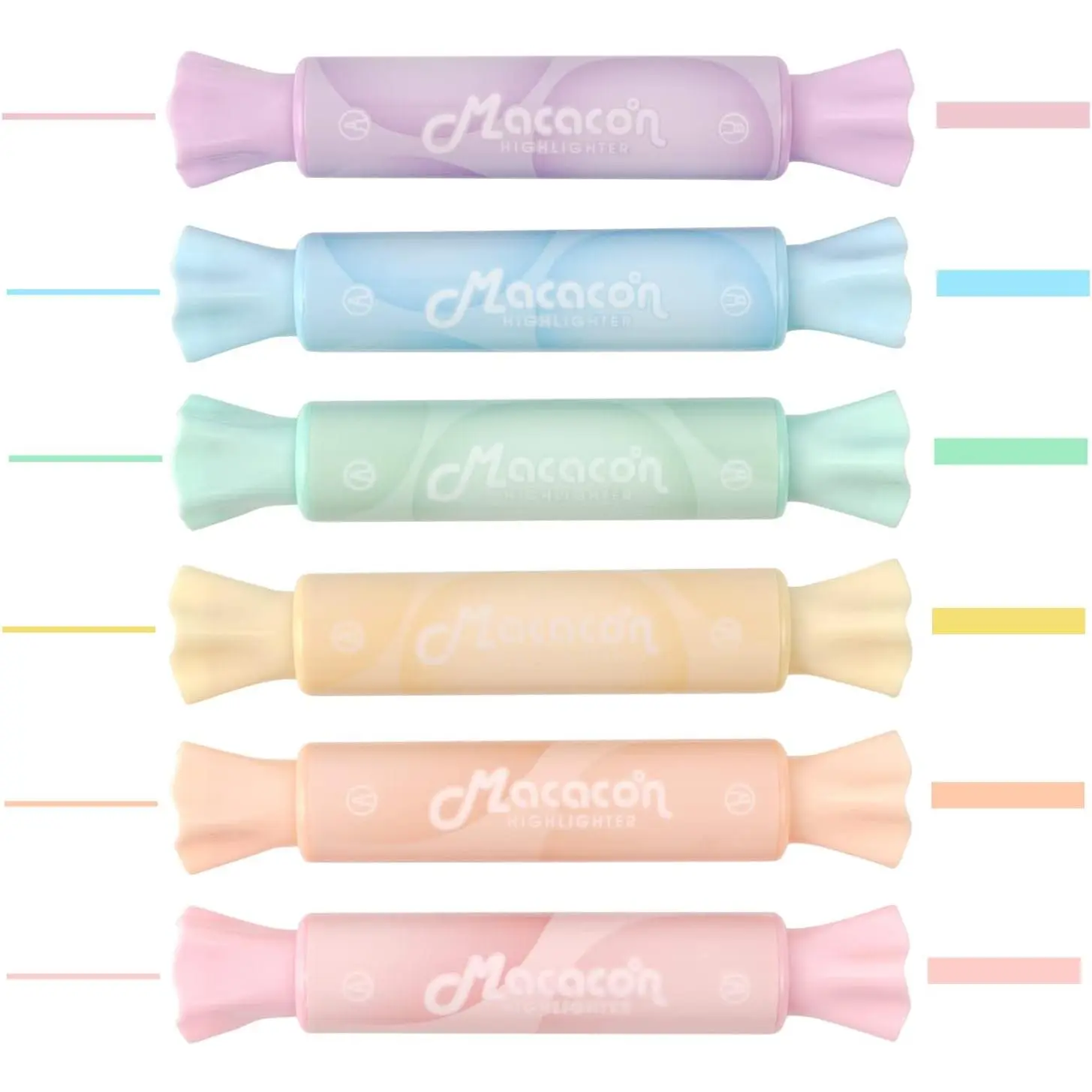 Candy Shape Highlighters,  colors,Chisel Tip,Water Based,Quick Dry& Write Smoothly 6 Macaron Colors (CANDY HIGHLIGHTER)