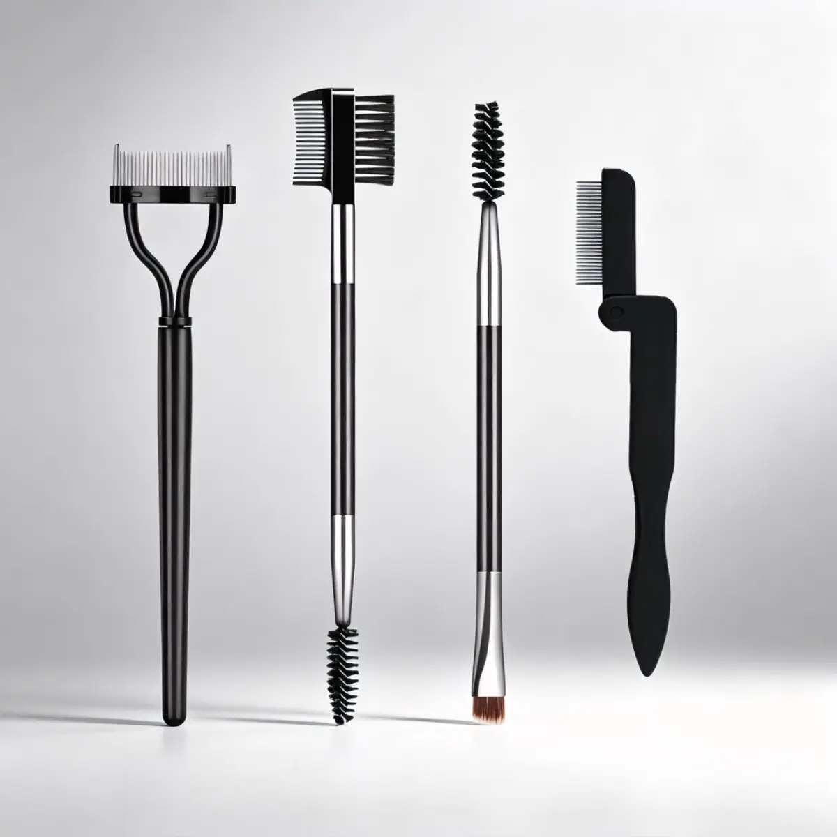 Lash Brush Brow Comb Applicator, Non-Slip Handle, Portable Design, Travel Beauty Tool, Even Curl Lashes, Precise Brow Shaping, Safety Switch, Eyebrow Shaping Tool