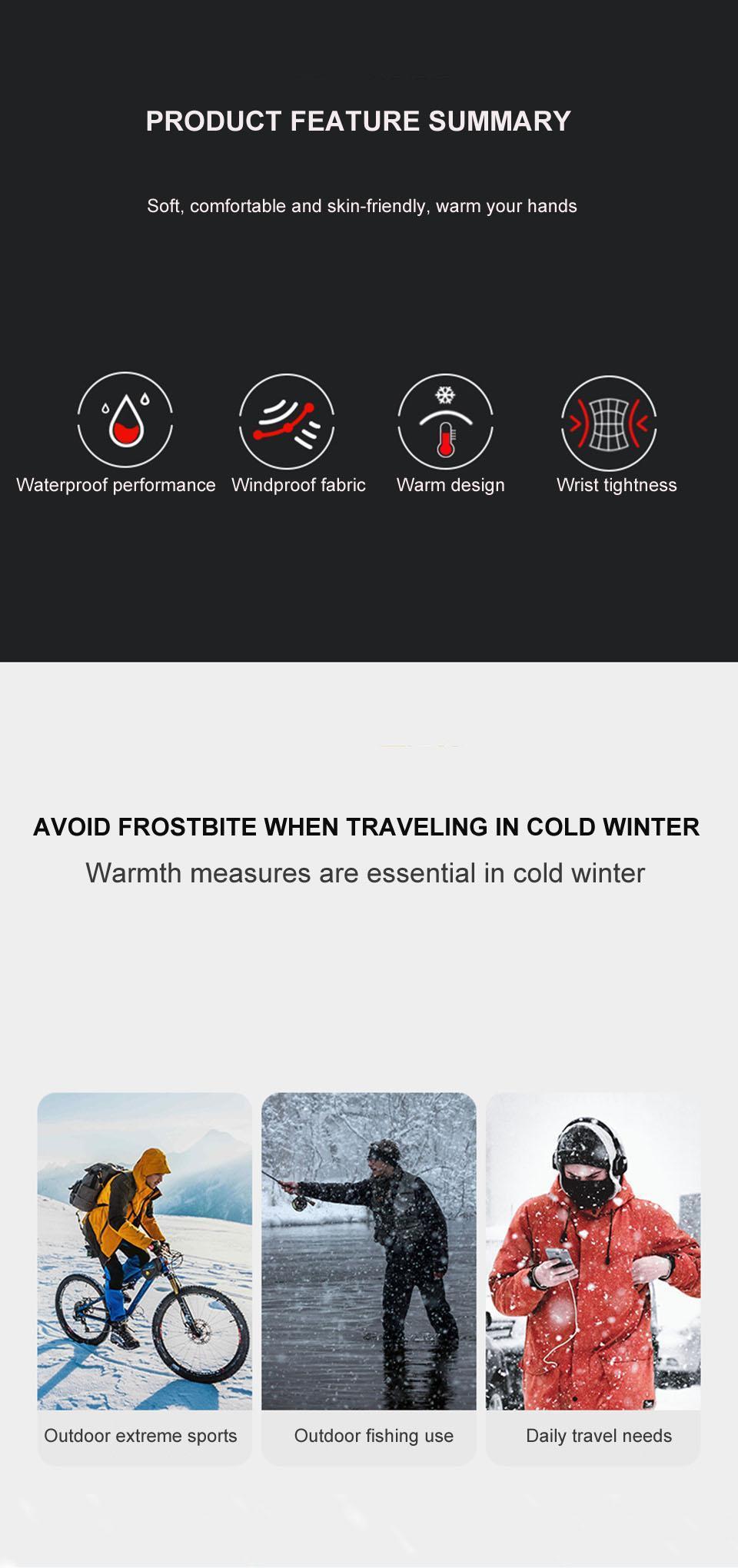 GTUBIKE Waterproof Winter Fishing Gloves 2 Finger Flip Windproof Women Men Gloves Velvet Warm Protection Fish Angling Gloves