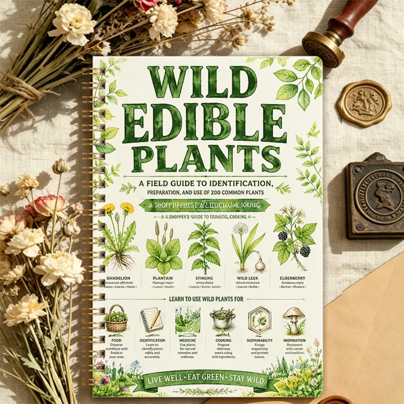 1pc Wild Edible Plants Field Guide Notebook, 200 Common Foraging Plants Identification Preparation Handbook for Food, Medicine & Cooking, Portable Nature Foraging Journal for Outdoor Enthusiasts & Herbalists Women's clothing