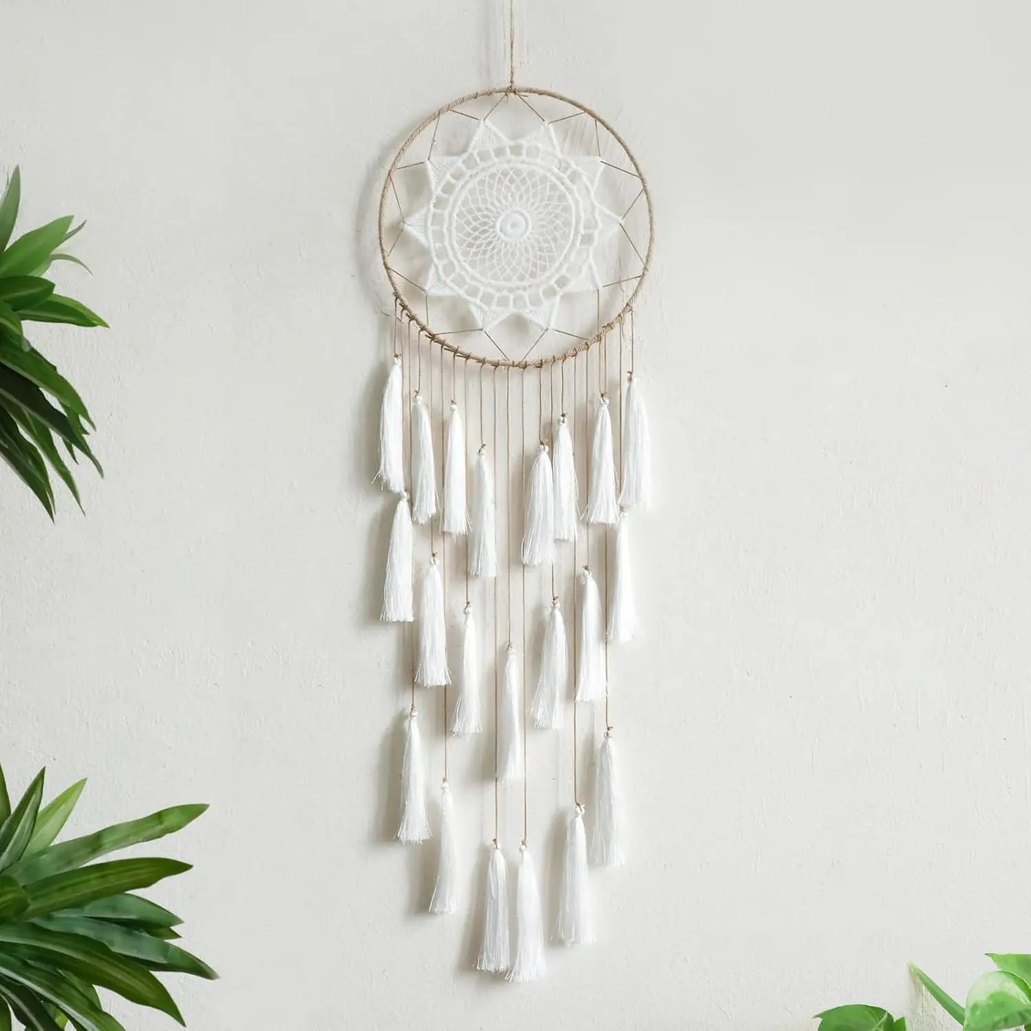 Artilady Macrame Dream Catcher Wall Hanging, White Large Boho Bedroom Decor