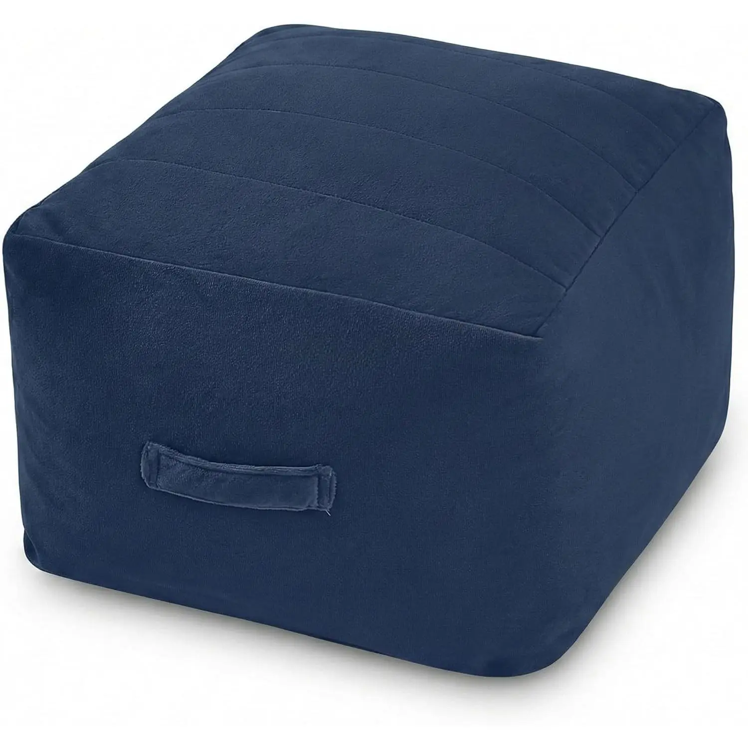 Square Pouf Ottoman Foot Rest 20x20x15 Inches, Navy | Navy Blue Ottoman Footrest, Foam Stuffed Floor Footstool for Living Room Bedroom Patio