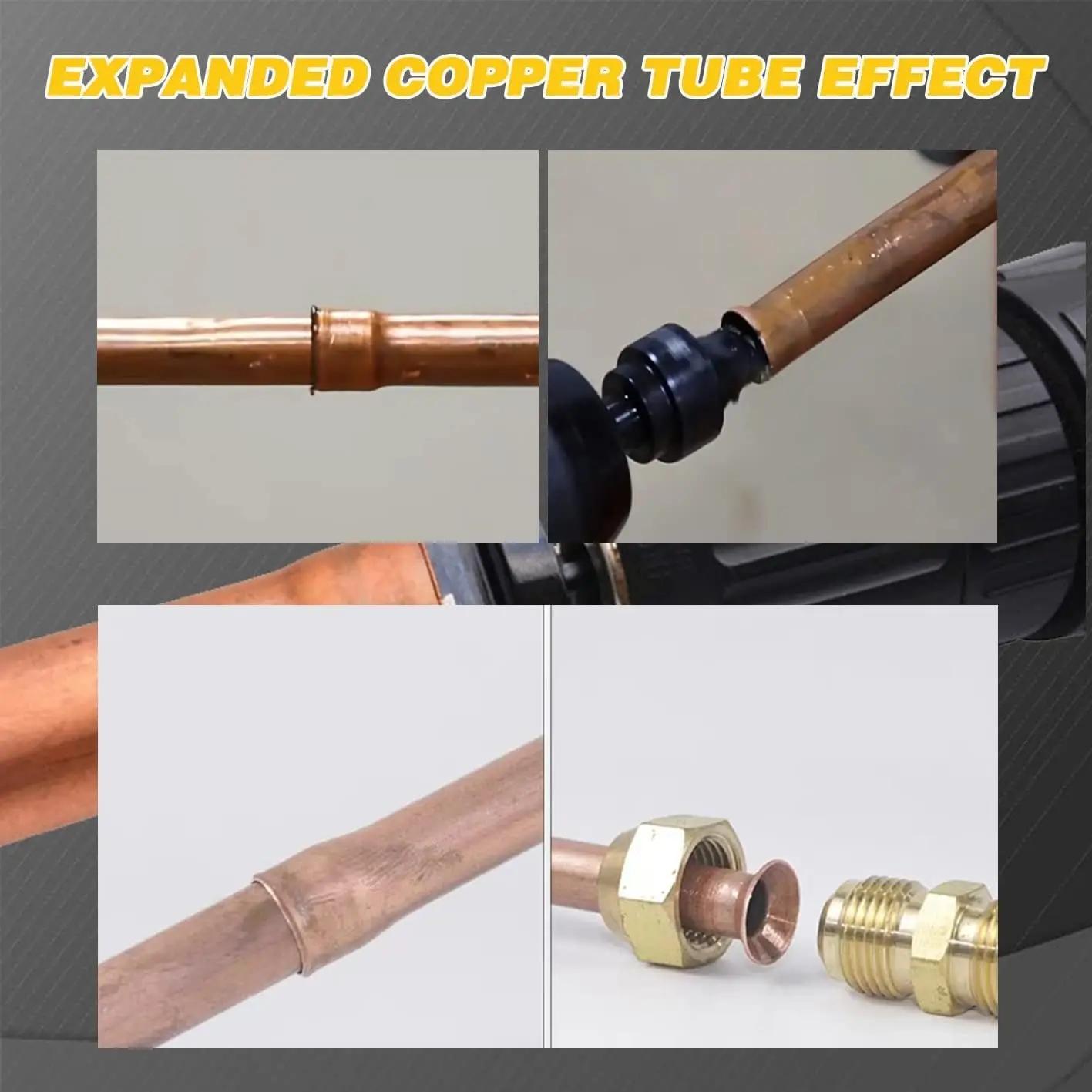 5 In 1 Copper Tube Expander, Swage Tube Expander, Copper Tube Expander Tool With 1/4, 3/8, 1/2, 5/8 & 3/4 Bits, Power Tool Accessories