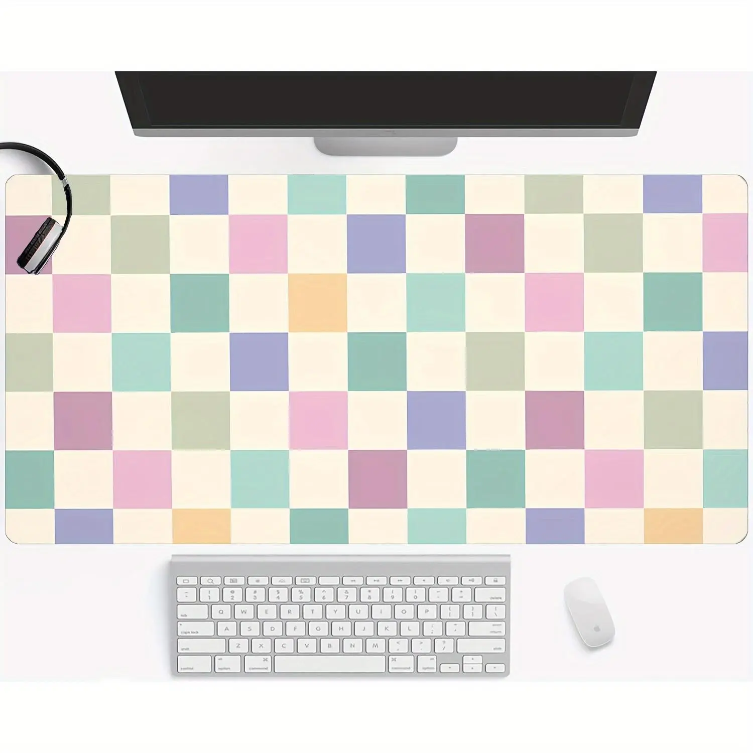 Pastel Checkerboard  Mouse Pad Anti-Slip Rubber Base Wireless Mouse Pads for Desk, Computers, Laptop, Office Desk