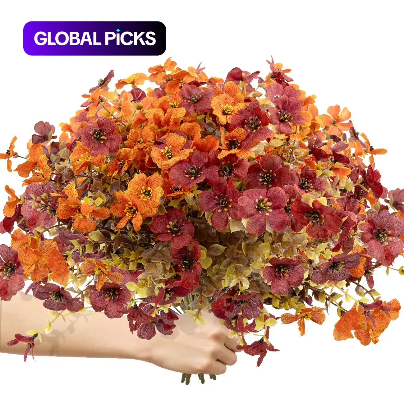 Autumn decorations，Artificial Flower ( 12/24pcs/set ) ，Mixed Color UV Resistant Fake Flower, Decorative Faux Flower for Home & Garden & Yard，Outdoor Flowers,home decor，fall decor（without Pot）