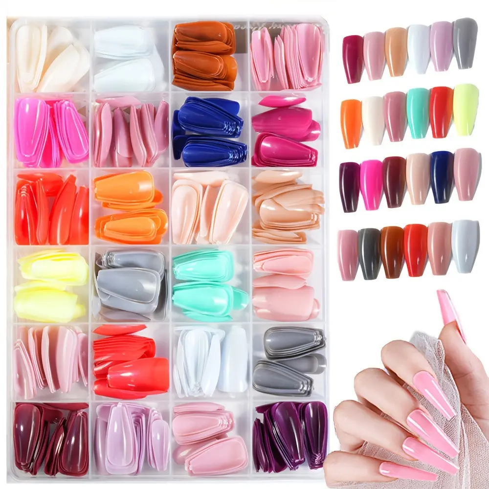 576 Ballet Medium False Nails, Press on Nail, Nail Art Products, Solid Color Nail Art Set, Full Coverage, Easy to Use, Ideal for Salon Art, Perfect for Women's Manicures