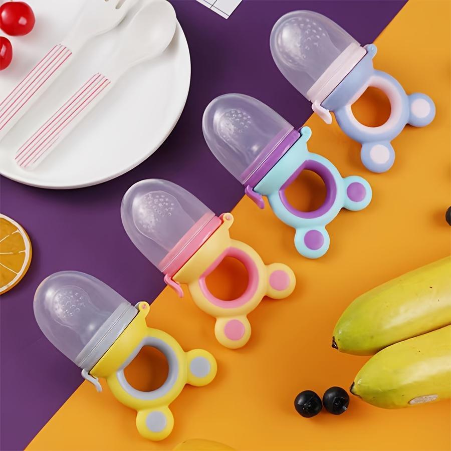 Baby Fruit Feeder Set, Silicone Bite Bottle Baby Fruit Feeding Bottle with Spoon Design, Fruit Feeder Pacifier, Kids Feeding Teething Set