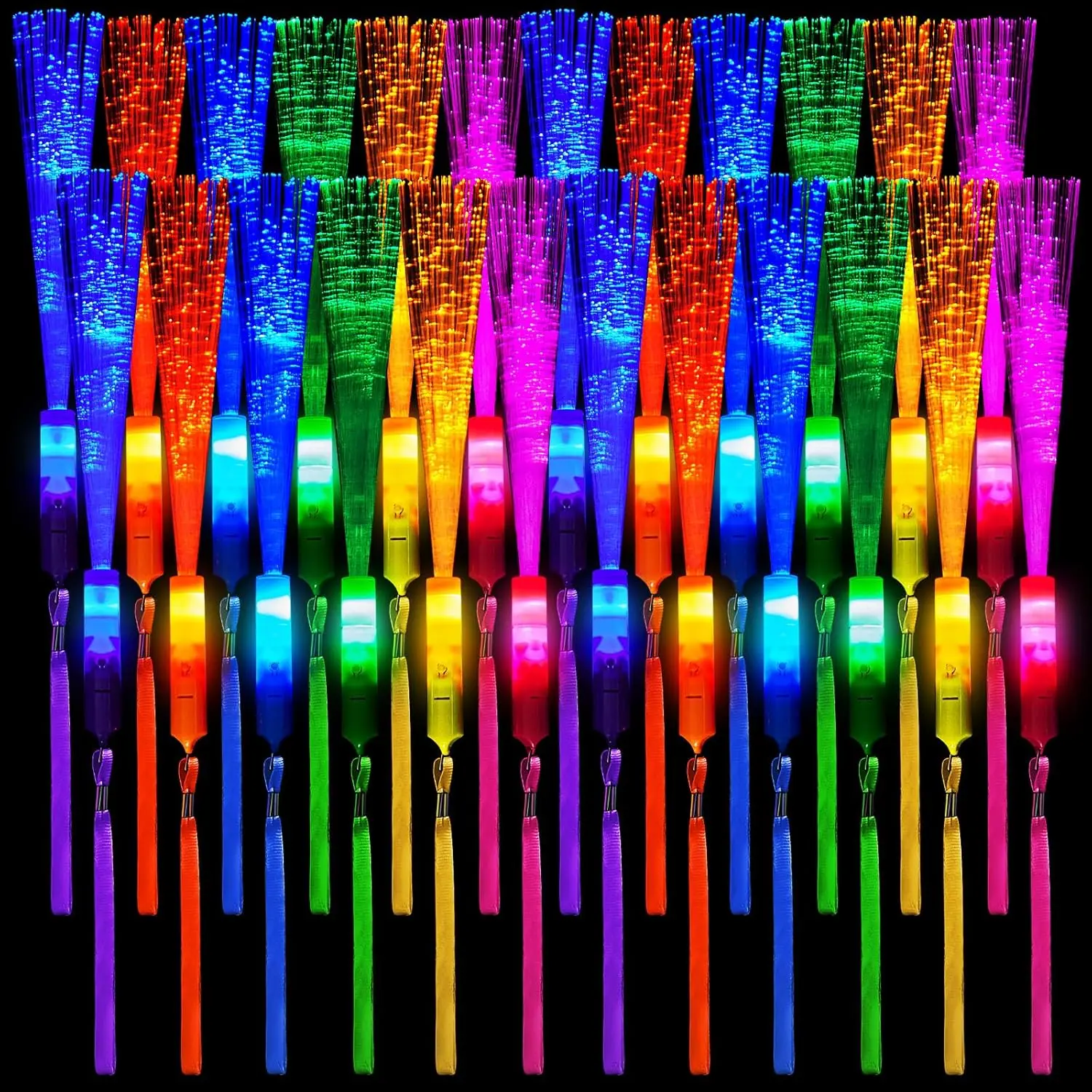 60 Pack Glow Sticks Bulk Fiber Optic Wand Light Up Wands LED with 3 Flashing Models Included Batteries for Wedding Birthday 2026 Graduation 4th of July Party Favors Supplies(Bright Colors)fidget toys