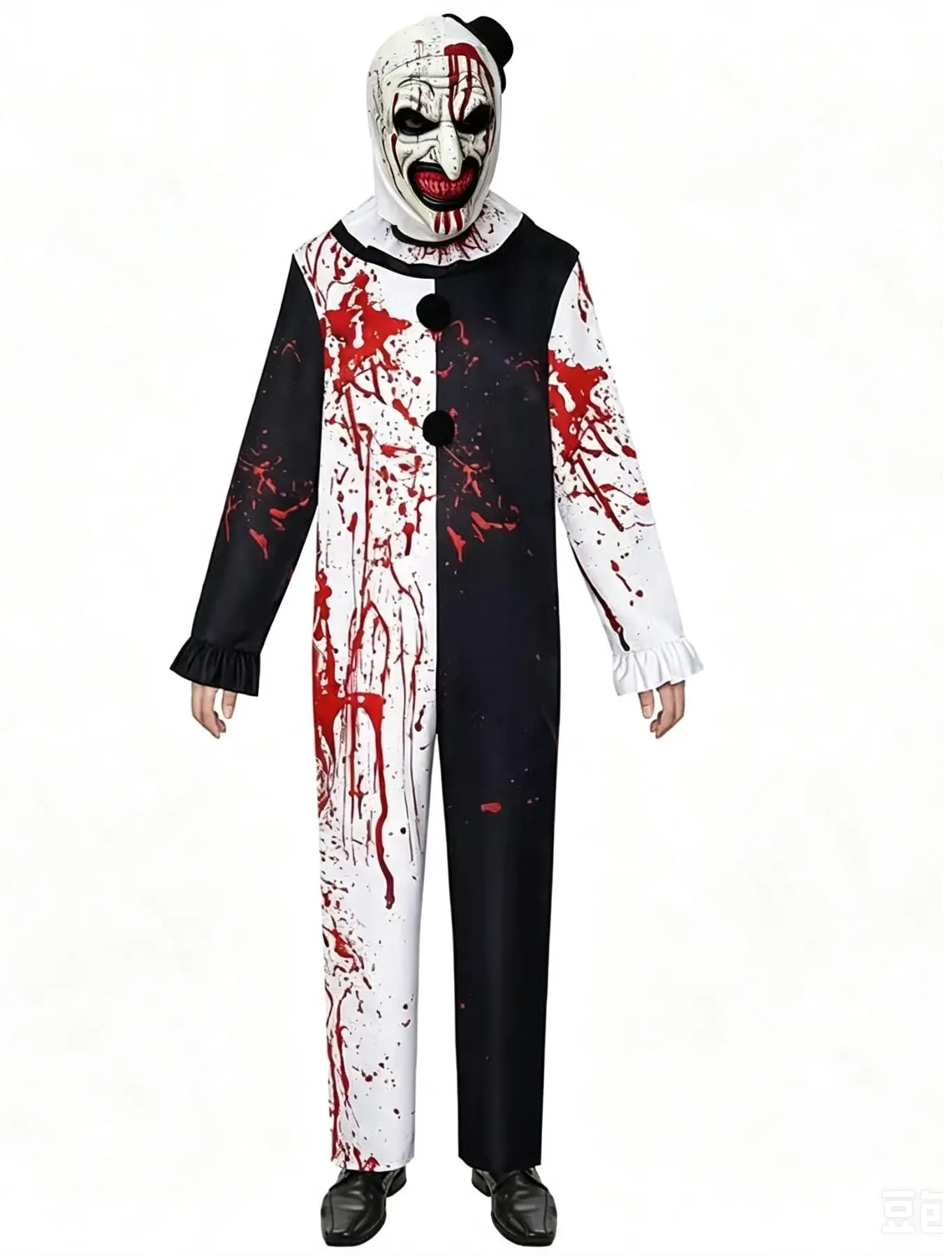 Adult Men Art The Clown Cosplay Costume With Mask, Terrifier 2 Bloody Jumpsuit, Scary Horror Clown Outfit For Halloween Party