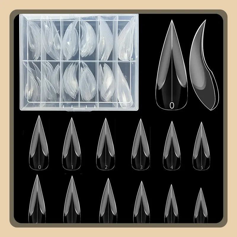 Dragon/Beast Claw Press-on Nail Tips – 120 Clear Tips per Box; Suitable for Nail Salons, Nail Extensions, and Press-on Nail Creation; Professional Nail Accessories and Extension Kit.