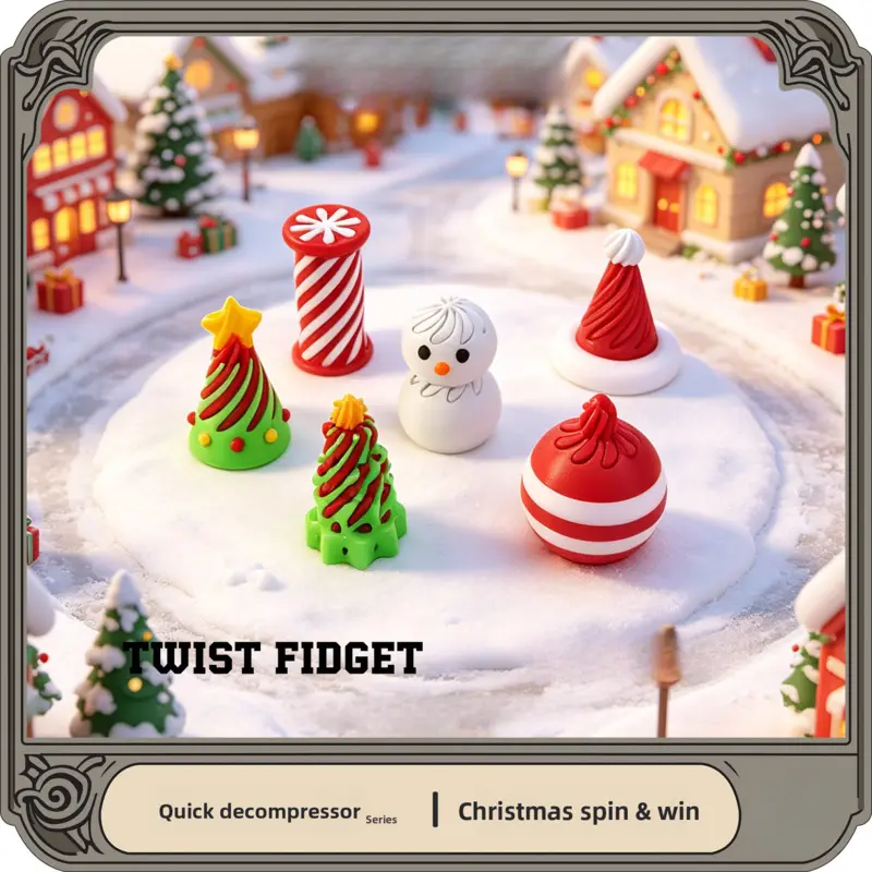 Novelty Xmas Party Favor 6 In One Christmas Twist Fidget Hanging Ornaments 3D Printed Spiral Stress Relief Sensory Tabletop Displays