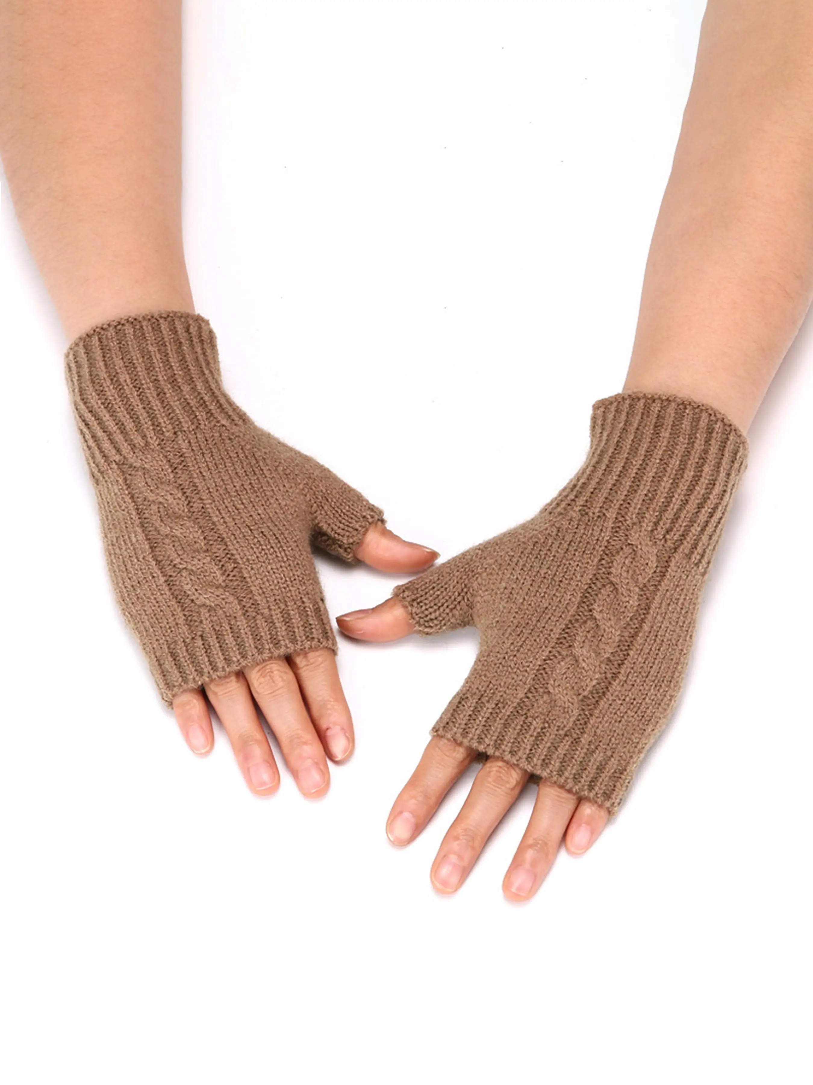 Autumn Winter Outdoor Knit Half-Finger Gloves, Unisex False Sleeve Warm Cashmere, Thumbless Arm Cover, Wrist Protection, Gloves for Cold Weather