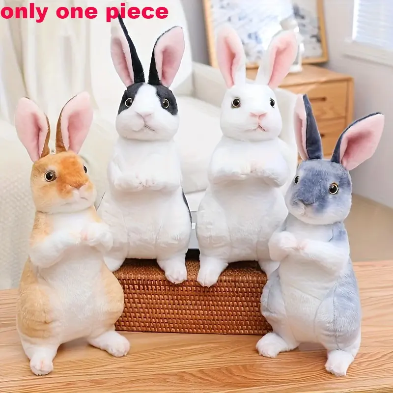 7.87-Inch Realistic Cute Bunny Plush Toy, Lifelike Animal Photo Prop, Rabbit Simulation Model, Birthday Gift, Home Decor