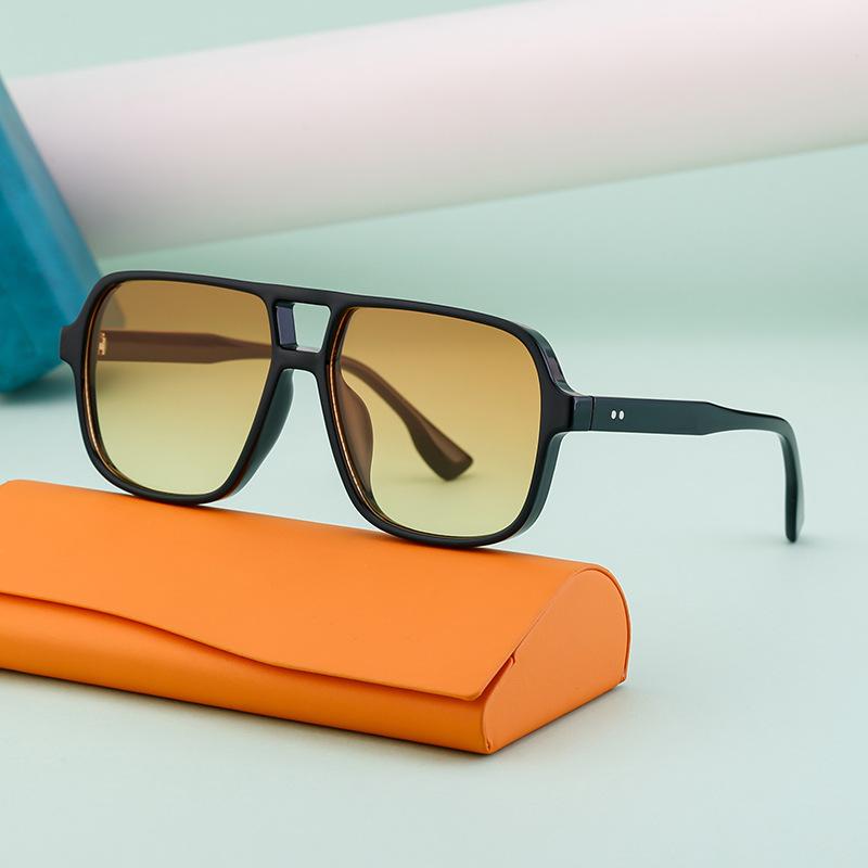 European and American retro double beam sunglasses men's large frame driving sunglasses men's outdoor mountaineering sunscreen glasses