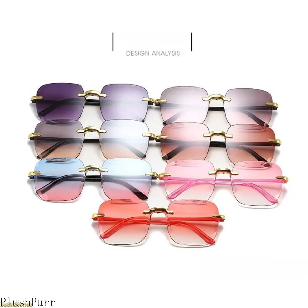 2026 new frameless trimmed sunglasses trendy sunglasses women's fashion i Korean version UV-proof sunglasses