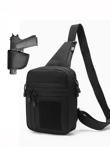 Men's Outdoor Tactical Chest Pack, Multi-Functional Gun Bag, Portable Durable Hiking Backpack, Single Shoulder Crossbody Bag