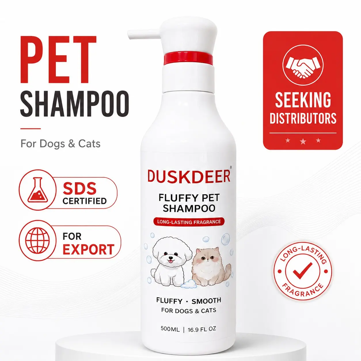 Mule Deer Pet Dog Cat Shampoo 500ML, Deodorizing Long-Lasting Freshness, Refreshing Fluffy Deep Cleaning, Effective Stain Removal