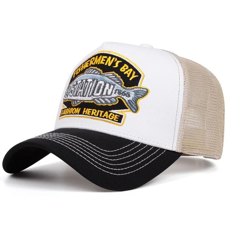 Hot Sale Unisex Summer Fishing Cap Breathable Mesh Trucker Hat Men Women Big Fish Fisherman Sports Snapback Hat Outdoor Cap