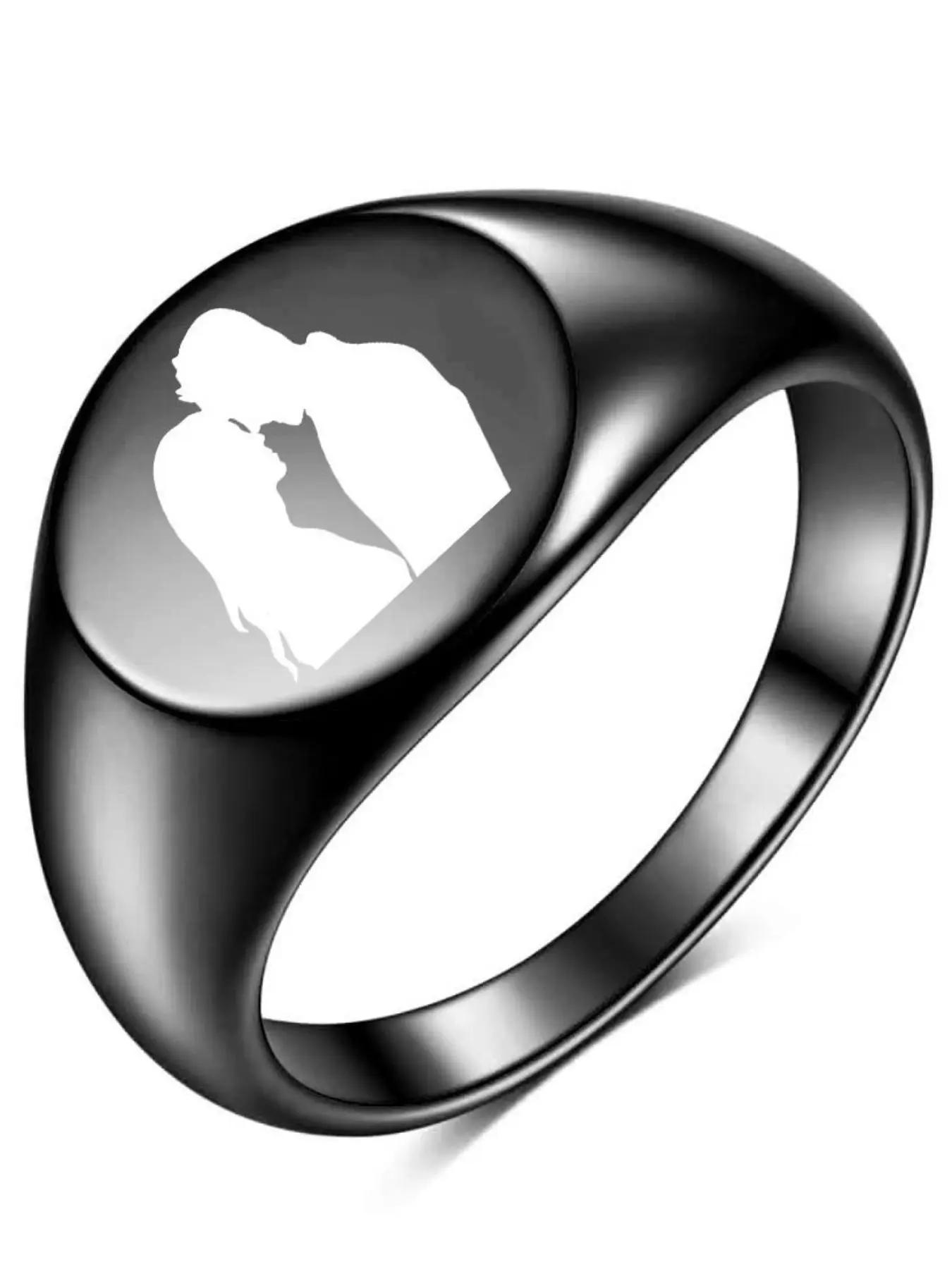 New 12mm Round Smooth Engraved Couple Rings, Unisex Versatile Wedding Band, Love Symbol Design, Perfect Gift for Couples