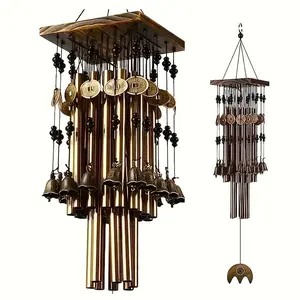 Outdoor Wind Chime, 76.2 Cm Memorial Wind Chime with 24 Copper Tubes and 16 Copper Bells, Garden Yard Window Hanging Decoration Gift