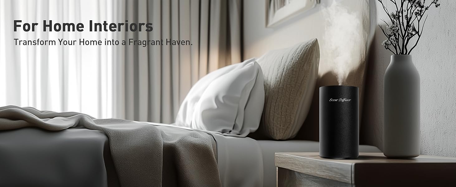 Waterless Essential Oil Diffuser Starter Kit - No Water Needed, Battery Operated Mini Scent Air Machine, Included 3x20ML Essential Oils, Portable Aromatherapy Diffuser for Home & Car & Office, Black