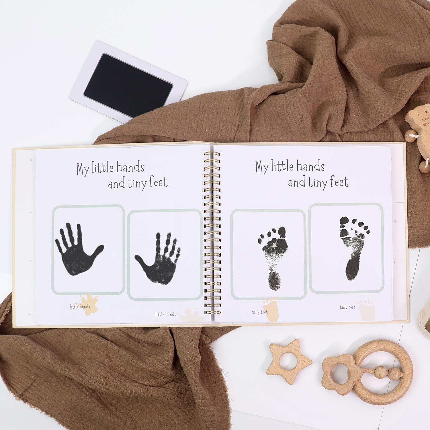 Baby Memory Book, Hello Baby Linen Cover Spiral-Bound Baby Notebook with 4 Special Paper Pockets and 12 Monthly Milestone Stickers, Pregnancy Memory Notebook #GLOBAL PICKS