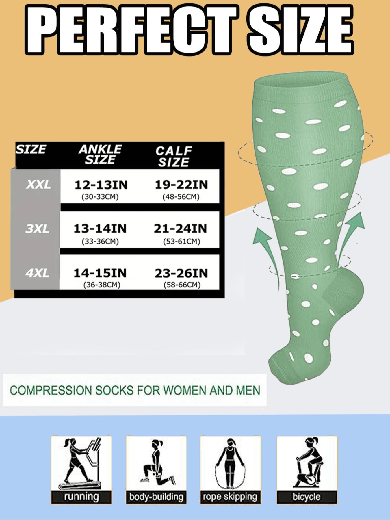 5 Pairs Unisex Compression, 20-30mm Hg Graduated Support Stockings, Athletic Running Socks, Ideal for Running & Nursing, All Season Wear