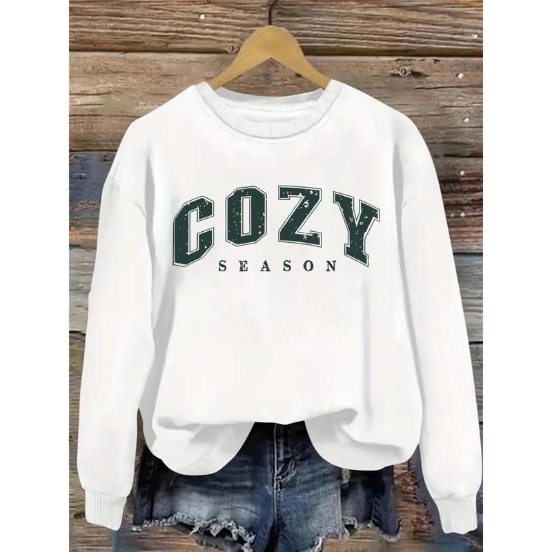 Printed Fashion Round-Neck Sweatshirt, Standard Size Women'S Clothing, Women'S Apparel