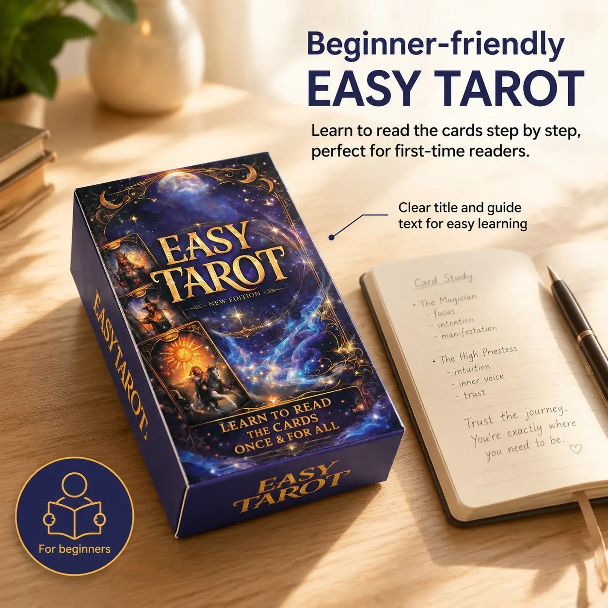 78-Card Beginner-Friendly Tarot Deck, Mystical Divination Oracle Cards, Casual Party Board Game, Card Games, Perfect for Newbies and Fun Gatherings
